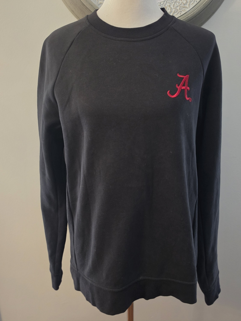 lululemon athletica Black Crewneck Sweatshirt with Red Script Logo